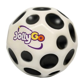 JollyGo Moonball, Jumpball, 9 cm, Large Moon Ball, A Popping Sound, High Jumping Rubber Ball, Spaceball, Big Bouncing Balls, Moonball, Gift for Children, XL, Easy to Grip, Original (White)