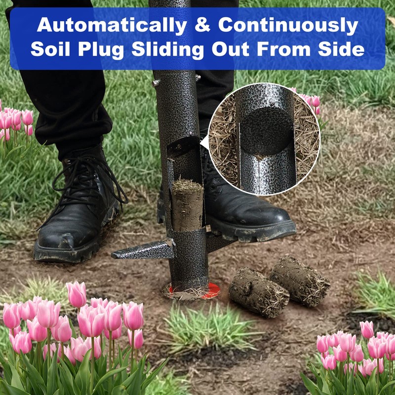 Bulb Planter Garden Sod Plugger with Ergonomic Masual Handle,Heavy Duty