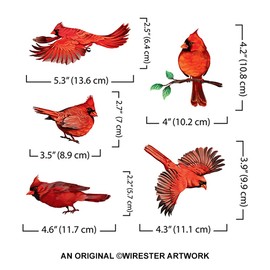 WIRESTER Decal Vinyl Wall Stickers Decoration for Home Office Living Room Wall Bathroom, Red Cardinal Birds