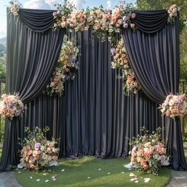 20ft x 15ft Black Wrinkle Free Backdrop Curtains for Wedding Party Backdrops Curtain Drapes Fabric Decorations Photo Back Drop Cloth for Baby Shower Photography Stage Reception