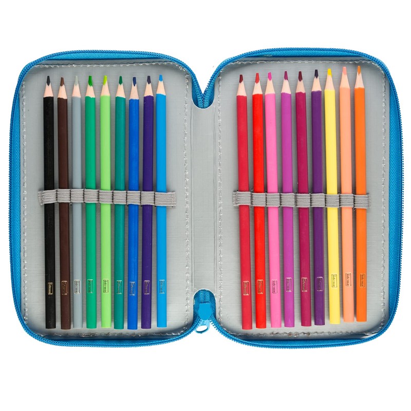 Idena, lightblue, Triple pencil case horse