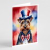 Caroline's Treasures Welsh Terrier Patriotic American Greeting Cards Pack of