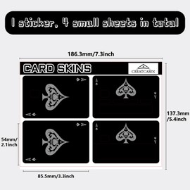 CREATCABIN Spade A Card Stickers Skin Playing Ace Card Cover Waterproof Bank Transportation Key Debit Black Credit Card Skin Decals Protecting Slim Card Sticker No Bubble for Card Decor 7.3x5.4Inch