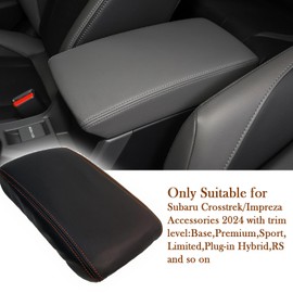 ciizssria Center Console Armrest Cover for Subaru Crosstrek Accessories 2024, for Impreza 2024 Arm Rest Box Lid Protection Armrest Seat Leather Interior, Middle Console Liner (Orange Stitches)
