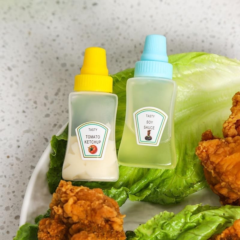 8 Botellas de Ketchup Mini para Apretar, 25 ml, Caja