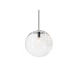 H XD GLOBAL E27 Industrial Clear Glass Globe Shade Pendant Lighting Modern Kitchen LOFT Hanging Light-1 Light (25cm)