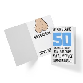 Karto Funny 50th Birthday Card for Men Women - Large 5.5x8.5 inch 50 Years Old Birthday Cards for Him Her - Balls