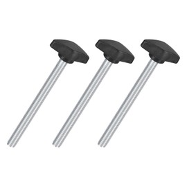 sourcing map 3Pcs Tee Wing Knobs Thumb Screws, M8 x 95mm Clamping Screw Knob Male Thread Carbon Steel T Shaped Thumb Screws Handle 36mm Dia. for Hand Tightening Knob Replacement, Black