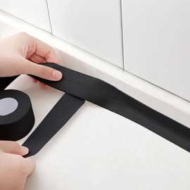 Black Caulk Tape Waterproof Self Adhesive Peel & Stick Sealing Strip for Kitchen Countertop Sink Backsplash Bathtub Floor Toilet Vinyl Tile Bathroom Decor, Better Than Silicone Sealant Caulking Tube