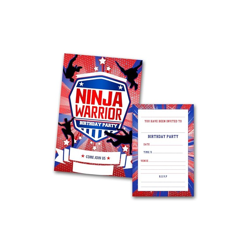 Ninja Warrior Invites (WRITE ON) Birthday Party Invitations (Pack of