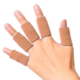 JBM Adult Finger Brace Splint Sleeve Thumb Support Protector Soft Comfortable Cushion Pressure Safe Elastic Breathable Spandex Finger Splints for Basketball Volleyball Baseball Badminton Tennis Boating GYM (Brown)