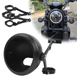 5.75inch CNC Motorcycle Headlight Aluminum Alloy Housing Bucket with CNC Side Mounting Bracket 51-54MM Fork Tube Holder Clamps for Motorcycle