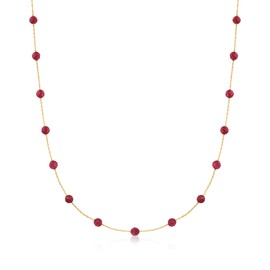 Canaria 14.00 ct. t.w. Ruby Bead Station Necklace in 10kt Yellow Gold. 18 inches