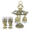 6Pcs Chinese Chalice Retro Style Zinc Alloy Glass Embossed Flower