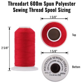 Threadart Polyester All-Purpose Sewing Thread- 600m - 50S/3 - Neon Yellow