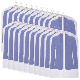 Kntiwiwo Garment Bag Suit Bags for Storage with Zipper 40 inches Clear Dust-Proof Clothes Cover Bag for Suit, Coat, Dress Closet Clothes Storage- Set of 20 [Upgraded Version]