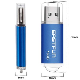 EASTFUN 6 Pack 16GB USB 2.0 Flash Drive Memory Stick Thumb Drive, with LED Indicator, 6 Pcs Mix Colors: Rose/Red/Gold/Black/Green/Blue