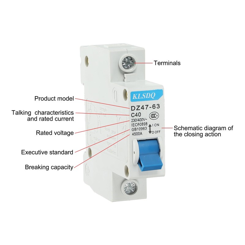 sourcing map Miniature Circuit Breaker Low Voltage AC 40A 230/400V