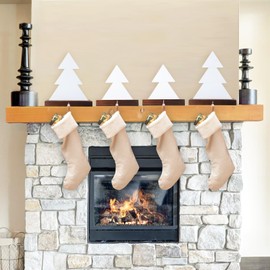 Beeveer 2 Pcs Christmas Tree Stocking Holder for Mantle Fireplace, Wood Christmas Stocking Hanger Rustic Xmas Stocking Stand for Holiday Decoration(Small)