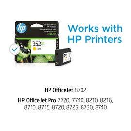 HP 952XL Yellow High-Yield Ink Cartridge | Works OfficeJet 8702, OfficeJet Pro 7720, 7740, 8210, 8710, 8720, 8730, 8740 Series | Eligible for Instant Ink | L0S67AN