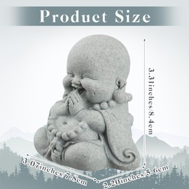 Landical Buddha Sandstone Statues, Zen Monk Praying Statue Sculptures Ornament for Wealth Good Luck Feng Shui Decor Home Office Car Decoration(Prayer Buddha)