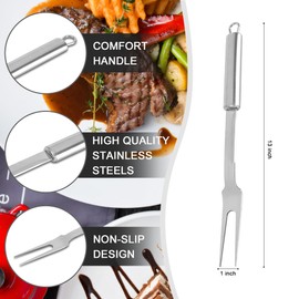 Stainless Steel Meat Forks - 13 Inch, 2 Pieces Large Two-Prong Forks for Cooking, Kitchen, Carving, Serving, BBQ