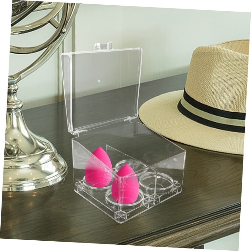 Baluue Clear Makeup Sponge Storage Box Transparent Multi-grid Organizer for
