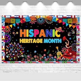 Avezano Hispanic Heritage Month Banner Hispanic Heritage Month Party Decoration Celebrating Hispanic Heritage Month Backdrop National Hispanic Heritage Month Decor Indoor Outdoor 70.8x43.3
