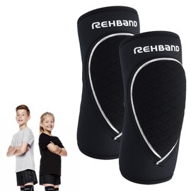 Rehband Children's Elbow Pads, 1 Piece or 1 Pair, Black, Comfortable Elbow Pads for Volleyball and Handball, Colour: Black, 1 Pair, Size: S