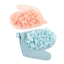 Outanaya 2pcs Double Sided Loofah Exfoliating Mitts Deep Scrub Bathing Tool for Body Cleansing Ergonomic Fit for Women Powerful Dirt Removal Durable Exfoliating Cloth