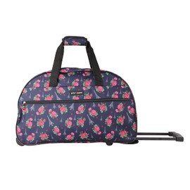 Betsey Johnson Designer Carry On Luggage Collection - Lightweight Pattern 22 Inch Duffel Bag- Weekender Overnight Business Travel Suitcase with 2- Rolling Wheels (Eiffel Towers)