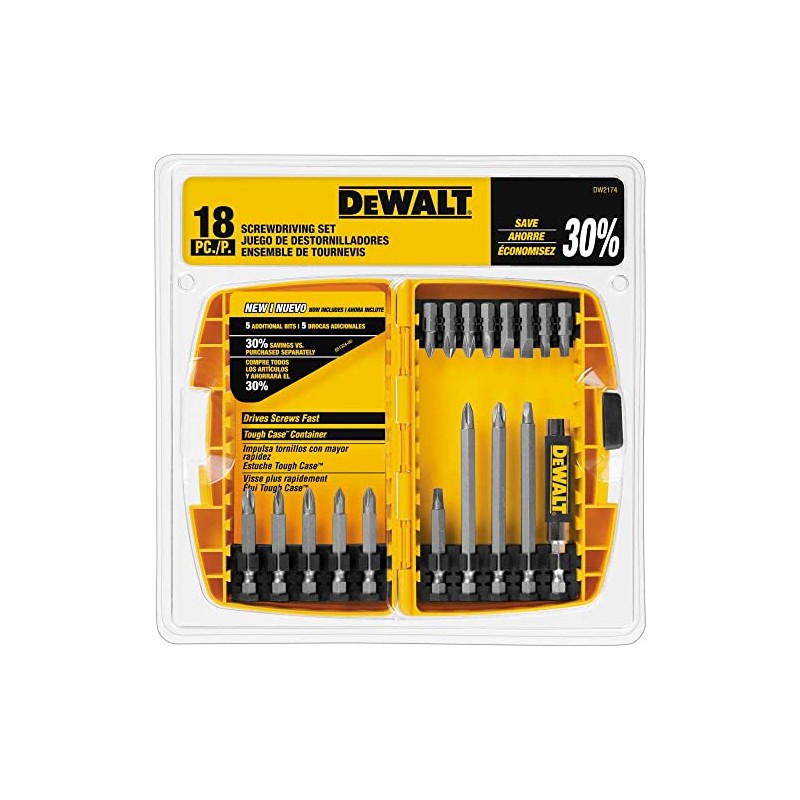 DEWALT DW2174 Set de 18 puntas para atornillador en caja