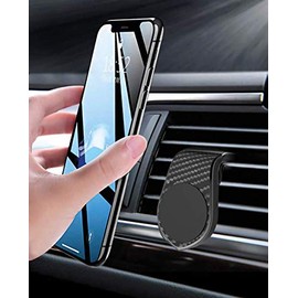 2GO Universal Smartphone Holder Carbon Look CarClip Magnetic Car Mount for Mounting in Air Vent