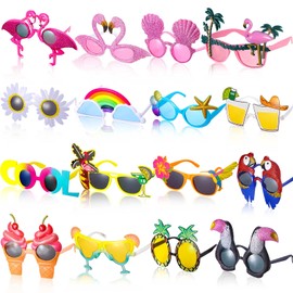 Frienda 16 Pairs Funny Luau Party Sunglasses Novelty Hawaiian Glasses Tropical Fancy Eyeglasses Beach Party Eyewear Dress Favors Photo Booth Props Themed Party Supplies Decoration for Kids and Women