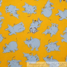Robert Kaufman Fabrics BonEful Fabric FQ Cotton Quilt Yellow Gray Elephant Dr Seuss Horton Hears A Who