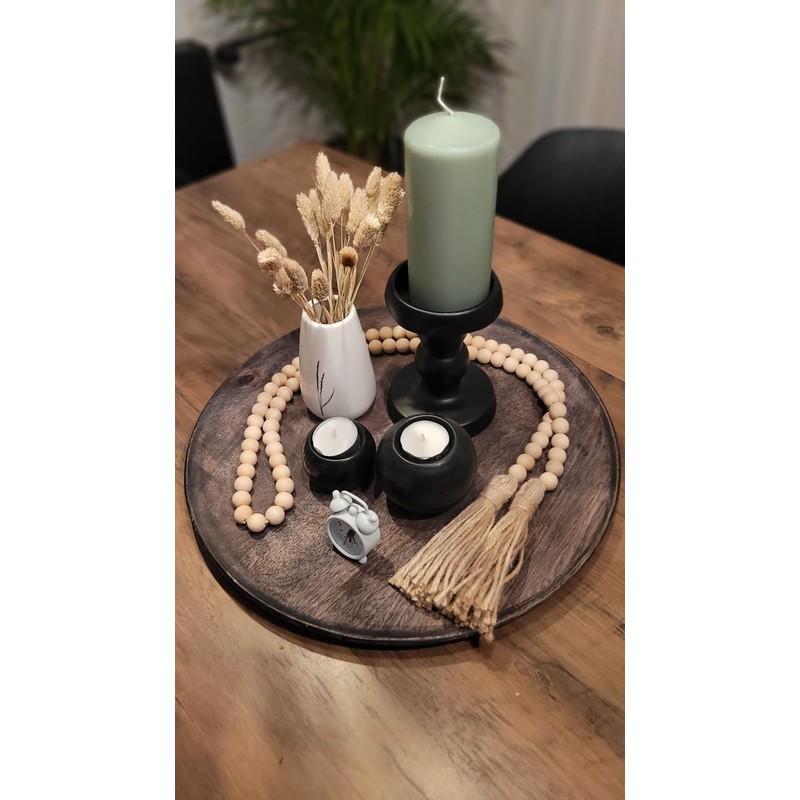 POFET 60inch Wood Bead Garland with Tassels Beads Rustic Country
