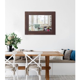 HLFMVWE Mirrors for Wall Rustic Wooden Frame Rectangle Mirror Vintage Hanging Mirror for Bedroom Bathroom Living Room Farmhouse Wall Decor Brown Large 20" x 16 "