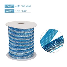 sourcing map Metallic Glitter Velvet Ribbon 3/8 Inch x 50 Yard Single Face Sparkle Ribbon for DIY Crafts Gift Wrapping Bow Decoration Gradient Deep Blue