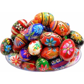 Importer AM Polish Easter Hand Painted Wooden Eggs (Pisanki) Decorative Eggs for Easter Set of 6 Medium Eggs