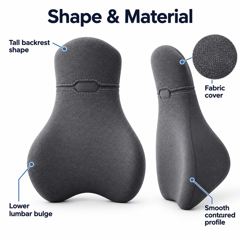 Memory Foam Lumbar Support Pillow for Office Chair, Ergonomic Backrest
