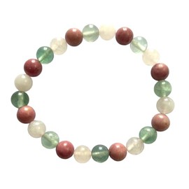 crystalmiracle Fluorite Rhodonite Rose Quartz 7 Mm Beaded Round Stretch String Healing Fashion Accessory Men Women Gift