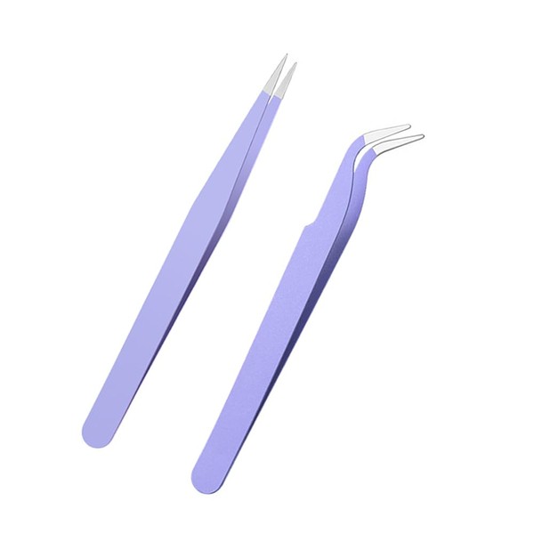 Samcos Eyelash Tweezers False Eyelash Tweezers Pink Straight Stainless Steel