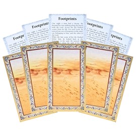 Footprints Poem Card - Gold Embossed Thick Glossy Paper Footprints In The Sand Card - Made in Italy Inspirational Footprint Prayer Cards Bible Bookmarks Set - Total of 10 Items