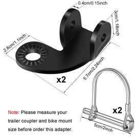Pack of 2 Bicycle Trailer Coupling with 2 Safety Pins, Bicycle Towing Hitch Bicycle, Towing Hitch Bicycle for Children's Trailers, Dog Trailer (Black)
