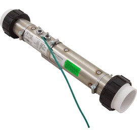 Hydro Quip Heater, FloThru, Universal, 15" x 2", 230v, 5.5kW, w/Union