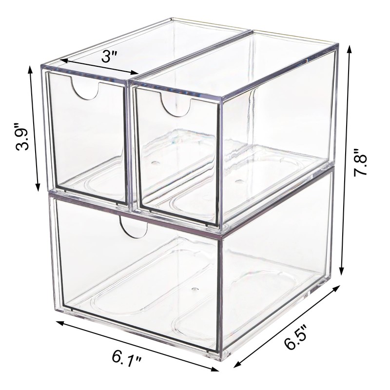 Yarlung 3 Pack Coffee Pod Organizer Tea Bag Holder, Clear