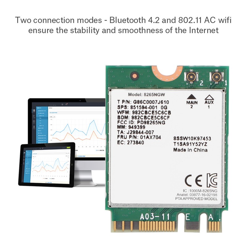 Bluetooth 4.2 For Intel 8265 867M 802.11AC 2.4G/5G Wireless Network