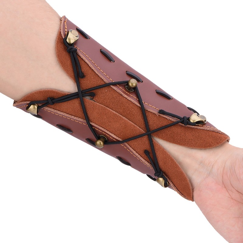 Shooting Archery Arrow Leather Arm Guard Protection Safe Strap Armband