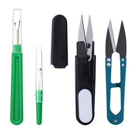 SUJEBKC Sewing Accessories, Sewing Seam Ripper Kit, with Protective Cap, 4 Pieces Thread Seam Removal Stitch Unpicker Thread Cutter Tool, Large/Small for Opening Seams