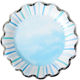 C.R. Gibson TW12-25762 Watercolor Coastal Scallop Edge Disposable Paper Dinner Plates, 10.25" Diameter, Multicolor, 8 Pieces